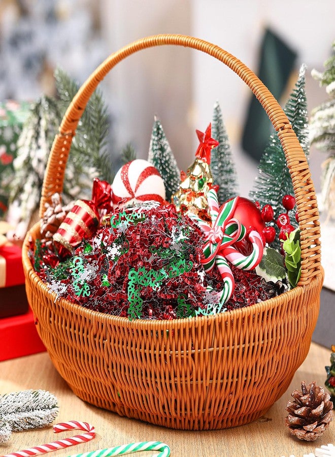 Knitgrip 2lb Christmas Basket Stuffers Metallic Red Green Crinkle Cut Paper Shred Filler Merry Christmas Tree Snowflake Elk Confetti Packaging Raffia Stuffers - Image 4